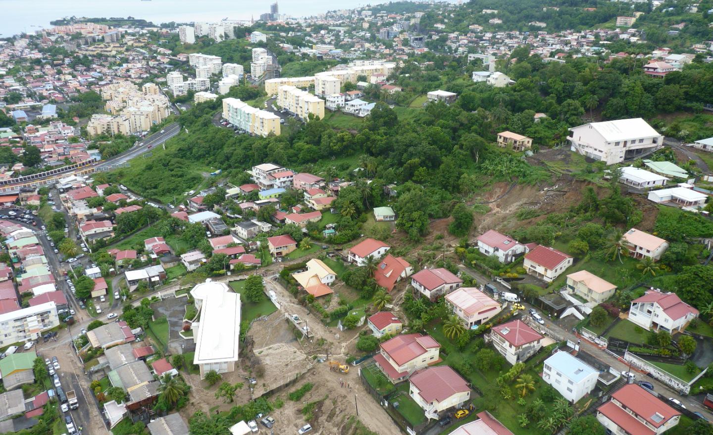 La partie sud du glissement de Morne Calebasse à Fort-de-France