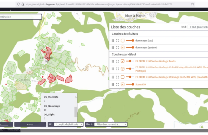 Visualization through the User Web portal of VIGIRISKS of the damage results for mapping deformation of slow landslides in La Reunion
