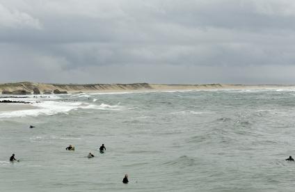 Vue de la plage de Capbreton. Photo prise dans le cadre d'un reportage sur l'érosion littorale de la côte Basque (Capbreton, Landes, 2007).