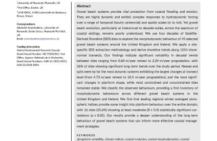 Dynamique pluridécennale des plages de galets au Royaume-Uni et en Irlande : aperçus à partir de lignes de rivage dérivées par satellite