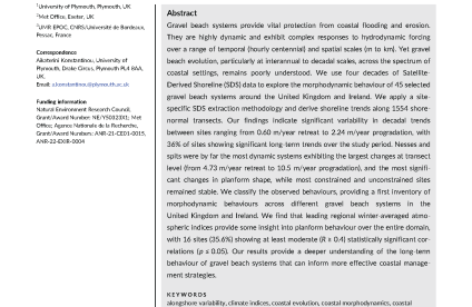 Dynamique multi-décennale des plages de galets au Royaume-Uni et en Irlande : Aperçus à partir de traits de côte dérivés de satellites