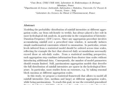 Un modèle statistique multiscalaire, parcimonieux et conforme aux queues, pour les précipitations agrégées