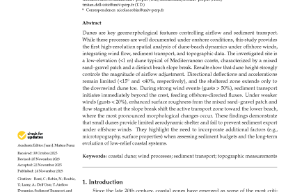 Airflow Dynamics, Sediment Transport, and Morphological Change on a Low-Relief Dune Under Offshore Wind Forcing