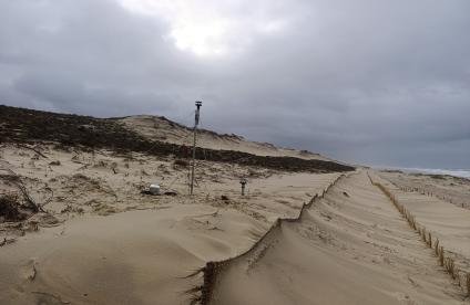 Instruments de mesure installés sur la dune
