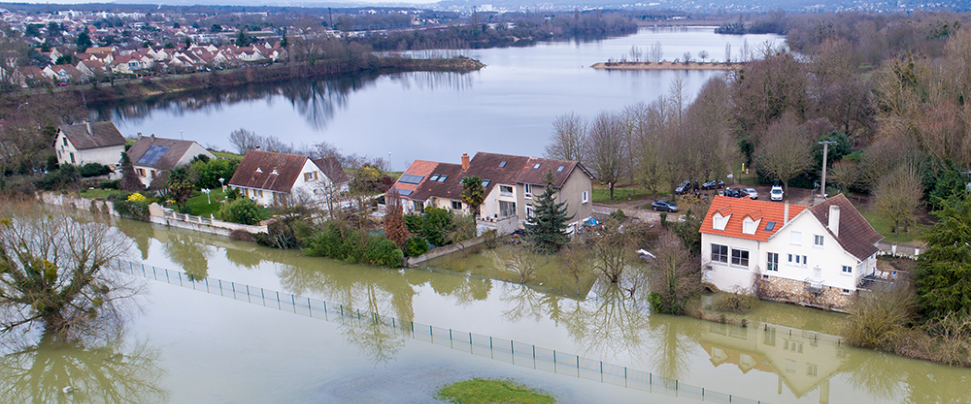 Crue de la Seine à Triel sur Seine, dans les Yvelines (France), le 30 Janvier 2018.