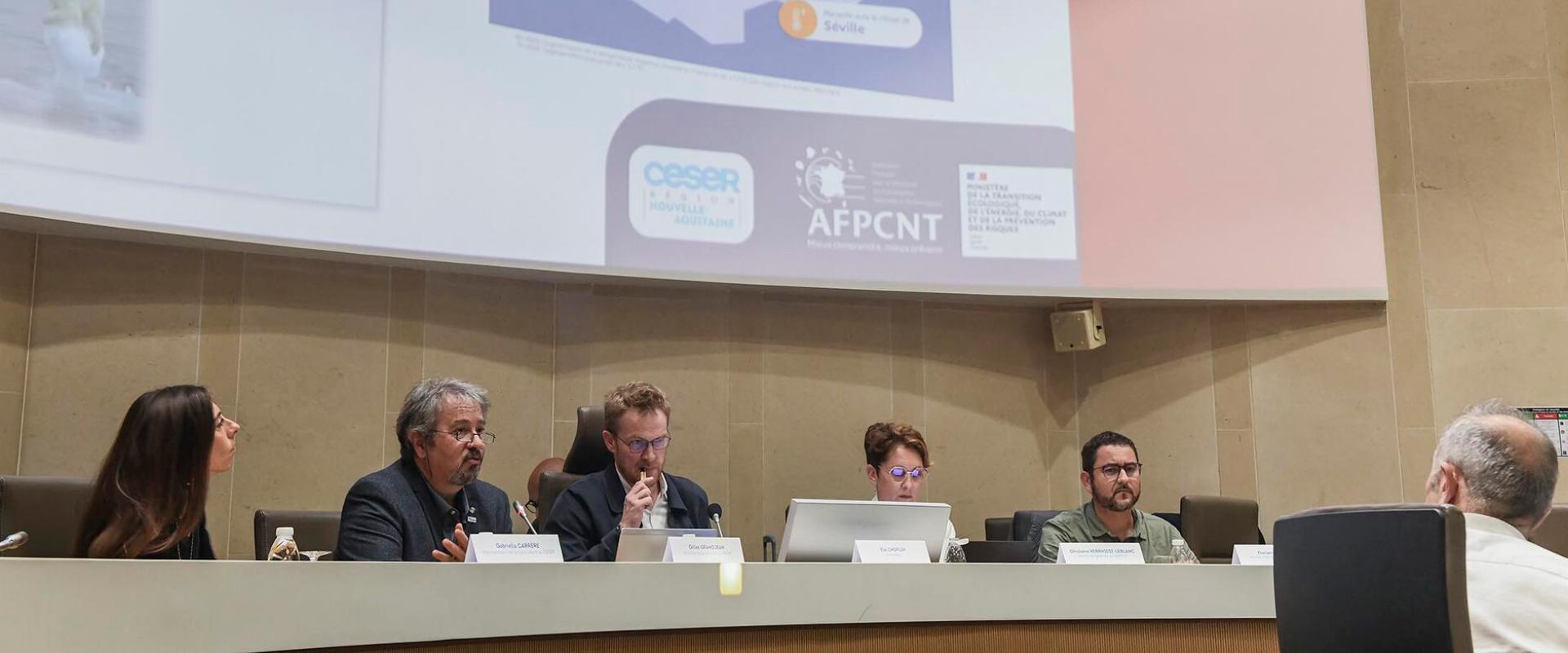 Table ronde « Changement climatique et résilience face aux risques majeurs » organisée par l'AFPCNT et du CESER Nouvelle Aquitaine le 9 octobre 2024