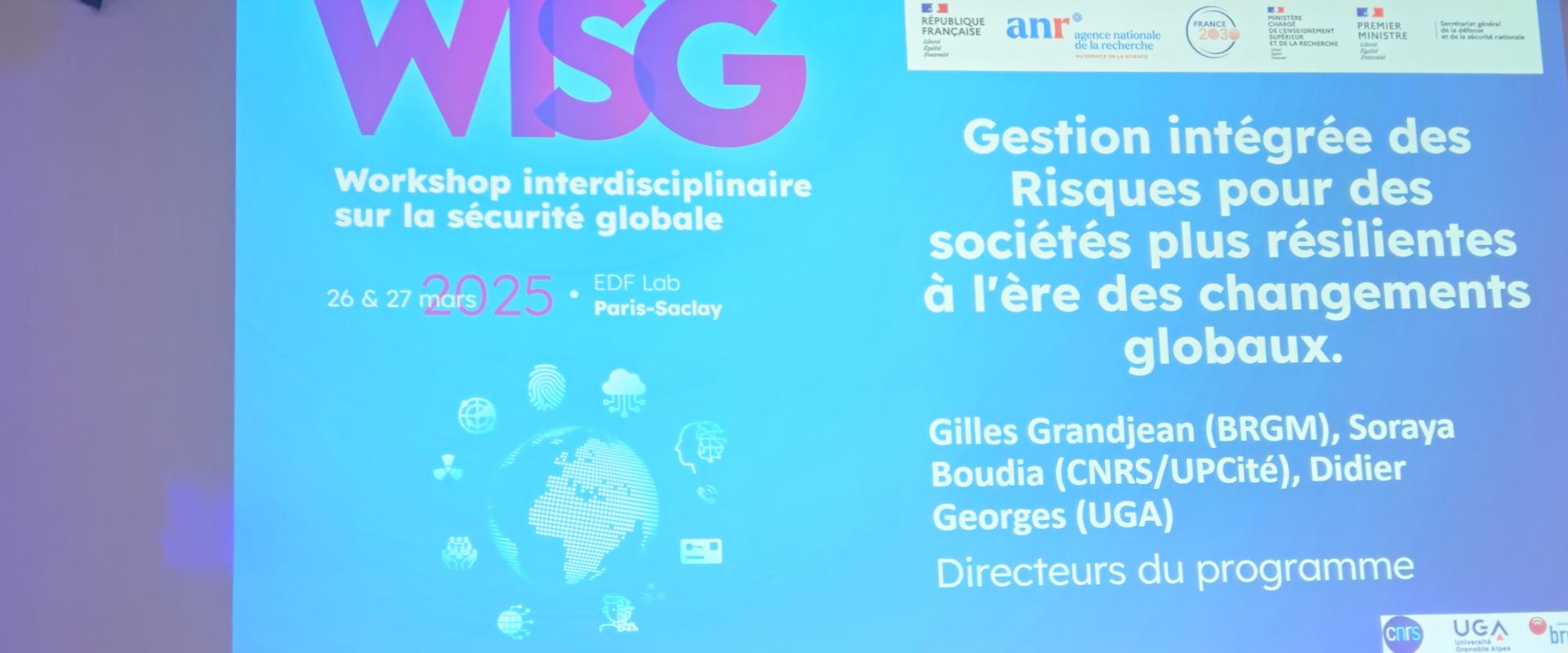 Présentation du programme Risques (IRiMa) le 26 mars 2025 lors de l'édition 2025 du Workshop interdisciplinaire sur la sécurité globale (WISG).