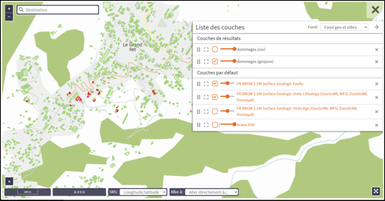 Calcul de dommages pour les séismes, les mouvements de terrain