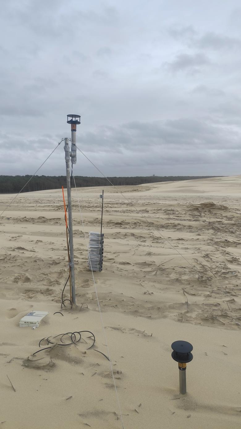 Instruments de mesure installés sur la dune