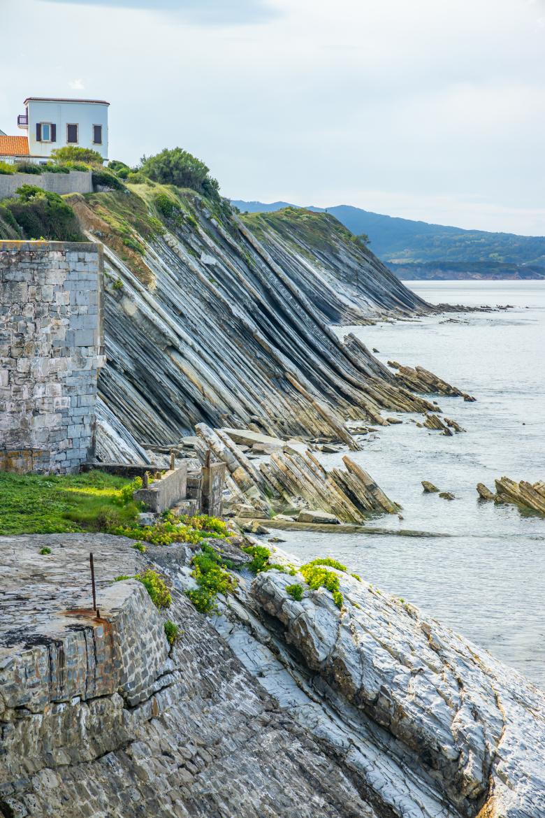 Cliffs of Socoa in the bay of Biscay in Ciboure, France 